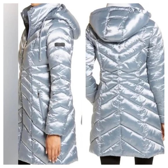 NWT $230 SAM EDELMAN Women XS (US 0-2) Hooded Puffer Coat Winter Snow Jacket - Picture 1 of 16